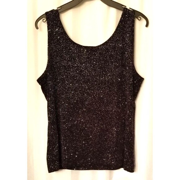 Chico's Women's Top Shell Sparkle Sleeveless Black Liquid Knit Size Medium - Picture 3 of 5